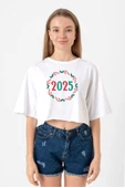 Christmas Holiday Wreath Beyaz Kadın Crop Tshirt - 1