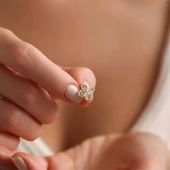14 Ayar Yonca Charm Uç ( Bilezik ) 1,0 cm - 1