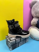 Günlük Kız Çocuk Rugan Bot Fermuarlı Lastik Bağcıklı Kürk ve Taş Detaylı Kaymaz Taban Bootie 391 - 6