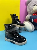 Günlük Kız Çocuk Rugan Bot Fermuarlı Lastik Bağcıklı Kürk ve Taş Detaylı Kaymaz Taban Bootie 391 - 5