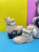 Günlük Kız Çocuk Rugan Bot Fermuarlı Lastik Bağcıklı Kürk ve Taş Detaylı Kaymaz Taban Bootie 391 - 10