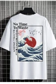 Oversize T-shirt No Tıme Sırt Baskı Beyaztshirt - 1