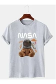 Unisex Gri Ayıcık Nasa Oversize Tshirt - 1
