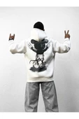 Beyazunısex Mickey Mouse Sırt Baskılı Oversize Kapüşonlu 3 Iplik Sweatshirt - 6