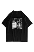 Unisex Trust Nobody Baskılı Siyah Oversize T-shirt - 1
