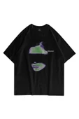 Unisex Distraction Siyah Oversize Tshirt - 1