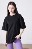 Unisex Essentials Siyah Oversize Tshirt - 4