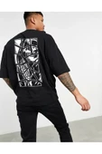 Unisex Siyah Skullcracked Oversize Tshirt - 1