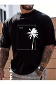Unisex Hindistan cevizi ağacı good vibes t-shirt siyah - 1