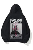 Siyah Unisex Oversize Look Mom I Can Fly Baskılı Sweatshırt - 1