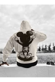 Beyazunısex Mickey Mouse Sırt Baskılı Oversize Kapüşonlu 3 Iplik Sweatshirt - 5
