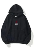Siyah Unisex Spirit Kapüşonlu Oversize Sweatshirt thumbnail 2
