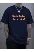 Lifeis2shot baskılı ünisex oversize t-shirt - 1