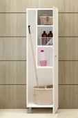 Fly Mobilya Pari Vileda Dolabı Beyaz Raflı Çok Amaçlı Banyo Dolabı Banyo Mutfak Boy Dolabı - 3