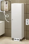Fly Mobilya Pari Vileda Dolabı Beyaz Raflı Çok Amaçlı Banyo Dolabı Banyo Mutfak Boy Dolabı - 1