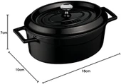 Lava Trendy Oval Siyah 10 cm Mini Döküm Tencere - 5