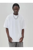 Beyaz Oversize Düz T-shirt - 1
