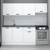 Fly Mobilya 220 cm Göcek Beyaz Melamin Mutfak Dolabı thumbnail 3