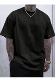 Siyah Oversize Düz T-Shirt - 2
