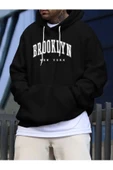 Brooklyn Baskılı Oversize Unisex Sweatshirt thumbnail 1