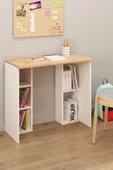 Fly Mobilya Luis Raflı Çalışma Masası, Beyaz Detroit Kitaplıklı Bilgisayar Masası, Ofis Ders Laptop Masası - 3
