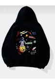 Siyah Gezegen Oversize Kapüşonlu Sweatshirt thumbnail 1