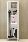 Fly Mobilya Pari Vileda Dolabı Beyaz Raflı Çok Amaçlı Banyo Dolabı Banyo Mutfak Boy Dolabı - 4