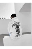 Erkek Beyaz Gangster Paradise Baskılı Oversize 3 Iplik Kapüşonlu Sweatshirt thumbnail 1