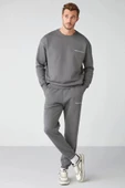 Oversize Unisex Gri Kışlık Eşofman Takımı - 4