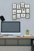Soluk Çiçekler 12 Parça Mdf (ahşap) Tablo Ofis Boyu - 1