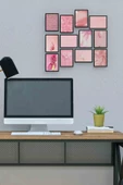 Pembe 12 Parça Mdf (ahşap) Tablo Ofis Boyu - 1