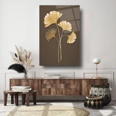 Gold Yapraklar Cam Tablo | Hediyelik, Dekoratif, Ofis, Mutfak - 5