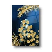 Gold Yapraklar Cam Tablo | Hediyelik, Dekoratif, Ofis, Mutfak - 3