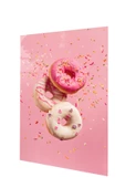 Pembe Fonda Donutlar Cam Tablo | Hediyelik, Dekoratif, Ofis, Mutfak - 2