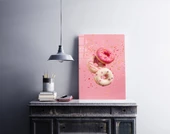Pembe Fonda Donutlar Cam Tablo | Hediyelik, Dekoratif, Ofis, Mutfak - 5