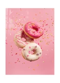 Pembe Fonda Donutlar Cam Tablo | Hediyelik, Dekoratif, Ofis, Mutfak - 3