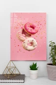 Pembe Fonda Donutlar Cam Tablo | Hediyelik, Dekoratif, Ofis, Mutfak - 1