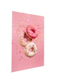 Pembe Fonda Donutlar Cam Tablo | Hediyelik, Dekoratif, Ofis, Mutfak - 4
