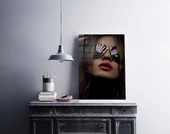 Güneş Gözlüklü Kırmızı Rujlu Kadın Cam Tablo | Hediyelik, Dekoratif, Ofis, Mutfak - 5