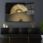 Gold Soyut Cam Tablo | Hediyelik, Dekoratif, Ofis, Mutfak - 6