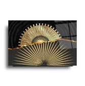 Gold Soyut Cam Tablo | Hediyelik, Dekoratif, Ofis, Mutfak - 3