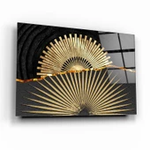 Gold Soyut Cam Tablo | Hediyelik, Dekoratif, Ofis, Mutfak - 1