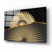 Gold Soyut Cam Tablo | Hediyelik, Dekoratif, Ofis, Mutfak - 2
