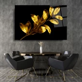 Gold Yapraklar Cam Tablo | Hediyelik, Dekoratif, Ofis, Mutfak - 4