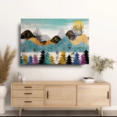 Soyut Manzara Cam Tablo | Hediyelik, Dekoratif, Ofis, Mutfak thumbnail 4