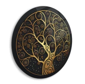 Gold Hayat Ağacı Yuvarlak Cam Tablo | Hediyelik, Dekoratif, Ofis, Mutfak - 2