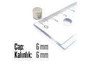 Neodyum Mıknatıs Silindir Çap 6mm , Kalınlık 6mm   ( 10 Adet) - 2