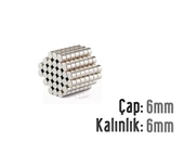 Neodyum Mıknatıs Silindir Çap 6mm , Kalınlık 6mm   ( 10 Adet) - 1