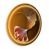 Gold Yaprak Yuvarlak Cam Tablo | Hediyelik, Dekoratif, Ofis, Mutfak - 3