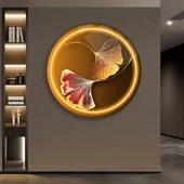 Gold Yaprak Yuvarlak Cam Tablo | Hediyelik, Dekoratif, Ofis, Mutfak - 5